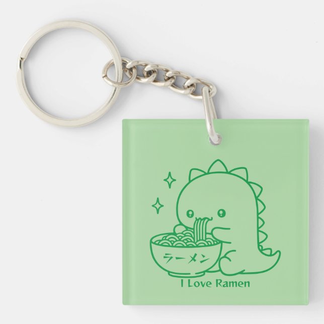 Porte-clés Dinosaure Manger Ramen nouilles Personnalisées Kaw (Devant)