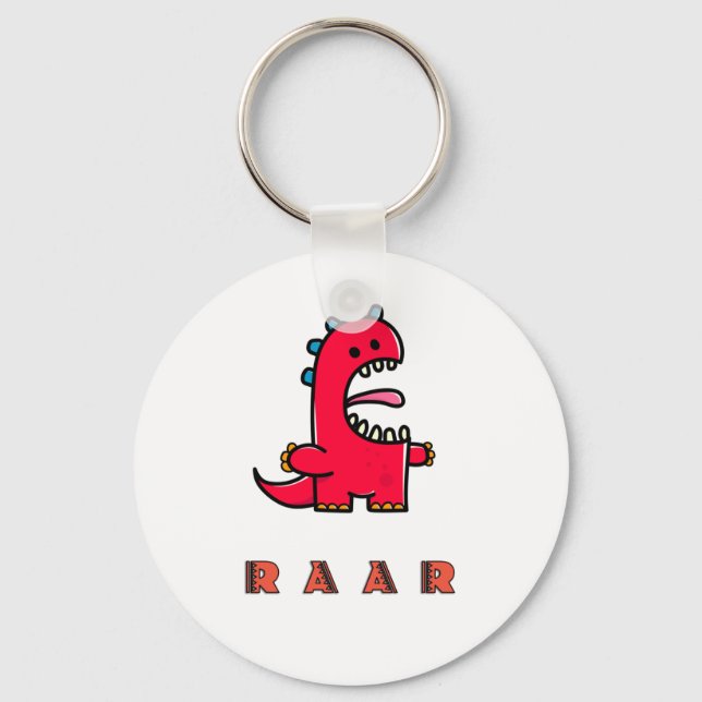 Porte-clés Dinosaure rouge mignon (Recto)