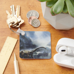 Porte-clés Dinosaures vintage, Barapasaurus avec nuages orage