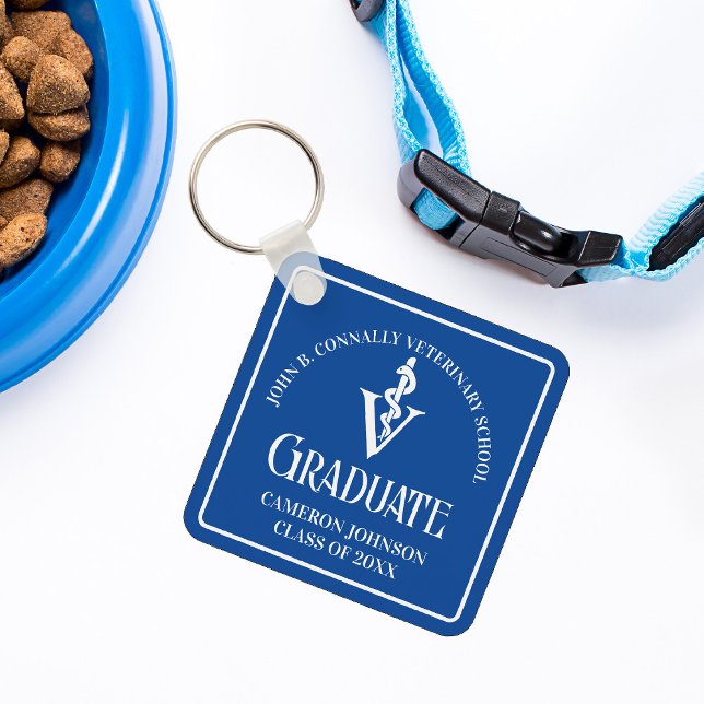 Porte-clés Diplôme de l'école vétérinaire bleue personnalisée (Créateur téléchargé)