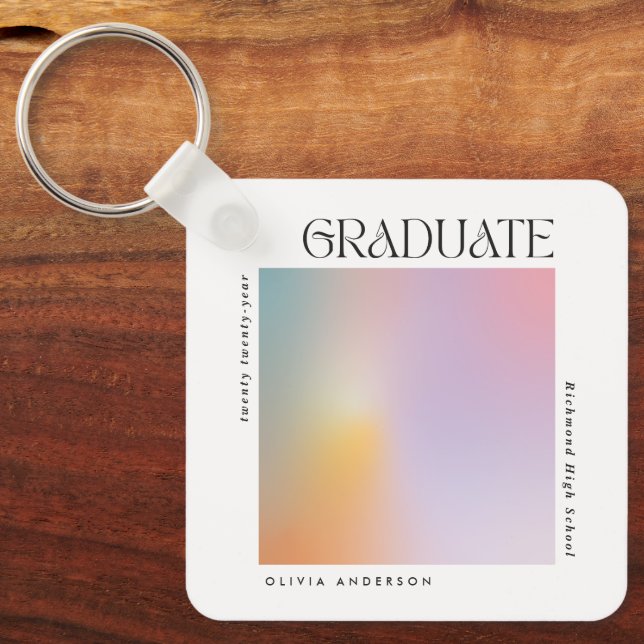 Porte-clés Diplôme moderne minima aura pastel typographie (Recto)