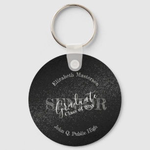 Porte-clés Diplômé noir chic de la classe supérieure