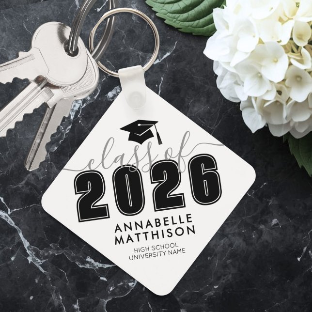 Porte-clés Diplômés Noir Blanc (Black White Graduation keychain)