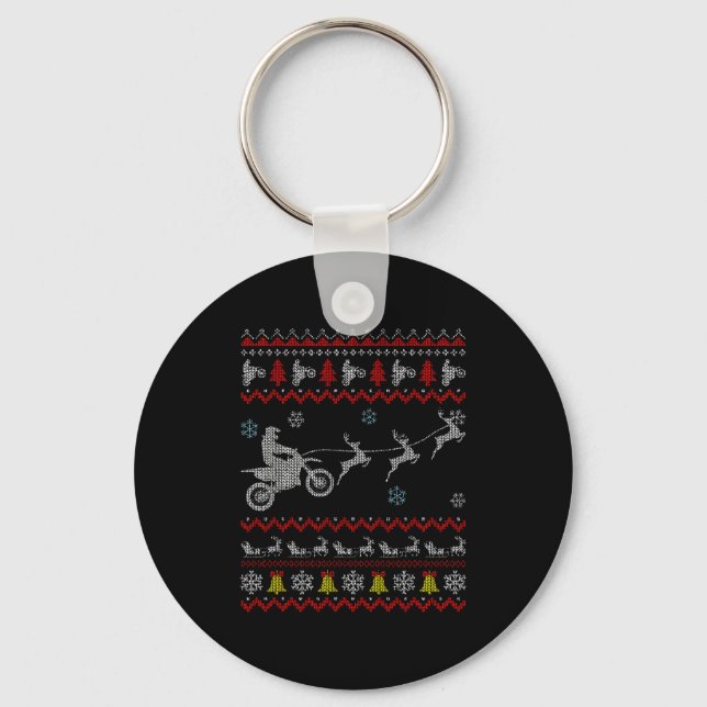 Porte-clés Dirt Bike Motorcycle Pajama Ugly Christmas Biker  (Recto)