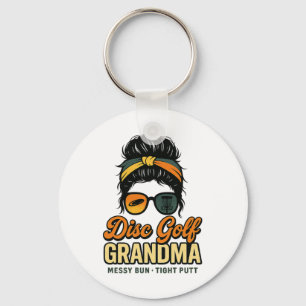 Porte-clés Disc Golf Grand-mère Script Rétro