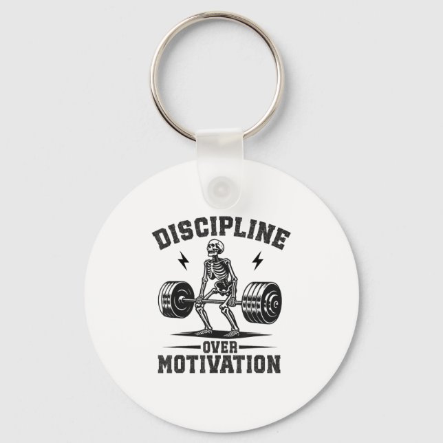 Porte-clés Discipline Over Motivation Gym Motivational Traini (Recto)