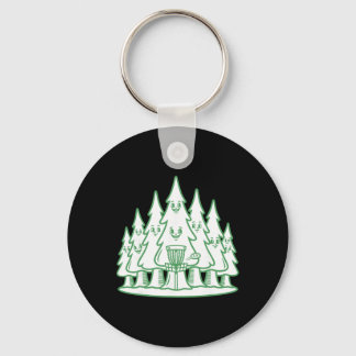 Porte-clés Disque volant de disque de golf de forêt d'arbres