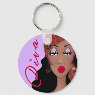 Porte-clés "DIVA un mot à quatre lettres..." Diva afro-améric