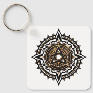Porte-clés Divine Sacrée Mandala - Noir & Or Trishul