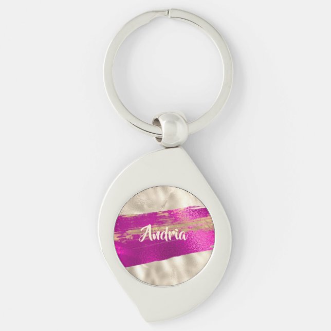 Porte-clés do-it-yourself Nom Brush Texte Fuchsia Platinum Fa (Devant)