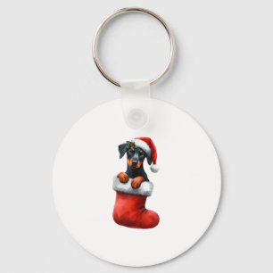 Porte-clés Doberman Pinscher Dans Le Choc Noël Noël Noël Noël