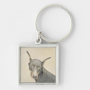 Porte-clés Doberman Pinscher Peinture - Art Chien original