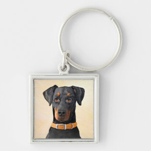 Porte-clés Doberman Pinscher Peinture non découpée Art origin