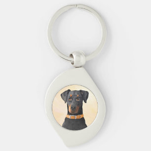 Porte-clés Doberman Pinscher Peinture non découpée Art origin
