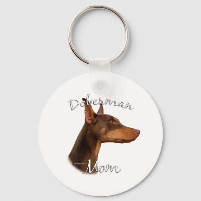Porte-clés Doberman Pinscher (rouge) Maman 2 (Recto)