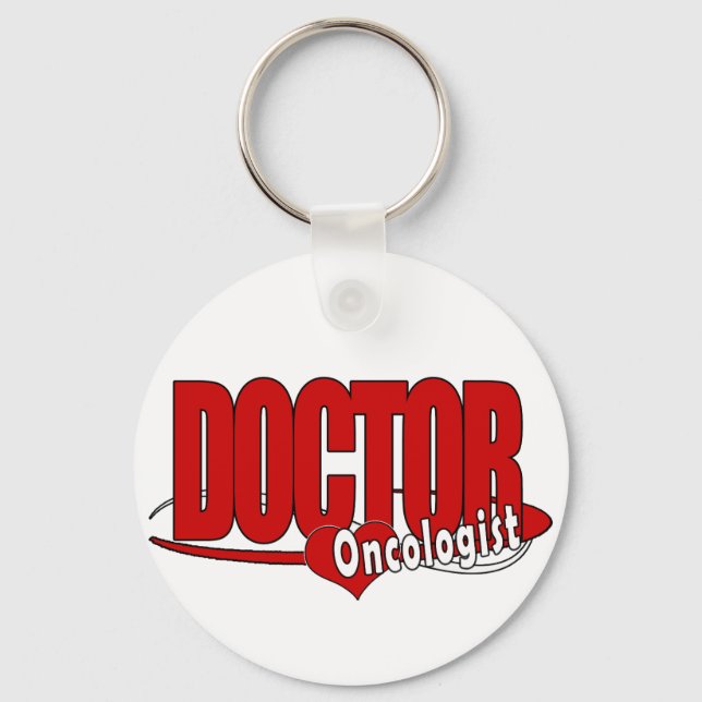 PORTE-CLÉS DOCTEUR ROUGE DE LOGO D'ONCOLOGISTE GRAND (Recto)