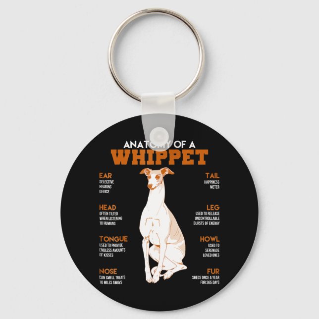 Porte-clés Dog | anatomy of a whippet dogs t funny vend (Recto)