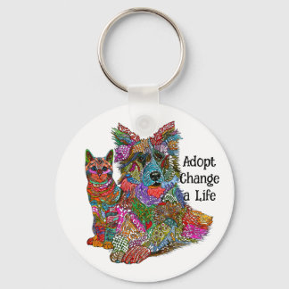 Porte-clés Dog and Cat Pet Adoption Keychain