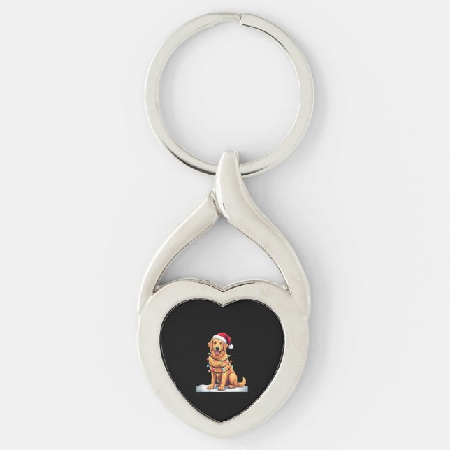 Porte-clés Dog Golden Retriever Santa Christmas Xmas Lights ( (Devant)