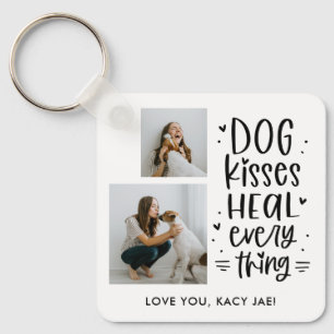 Porte-clés Dog Kisses Editable Color Dog Lover Keychain