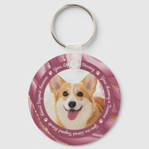 Porte-clés Dog Memorial Rose Gold 2 Personalized Pet Photo