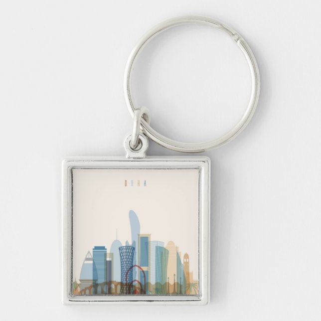 Porte-clés Doha, horizon de ville du Qatar | (Devant)
