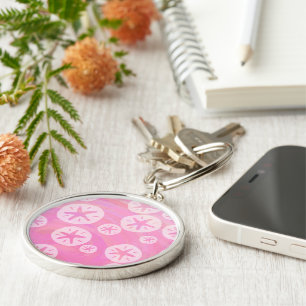 Porte-clés Dollar de sable blanc et rose