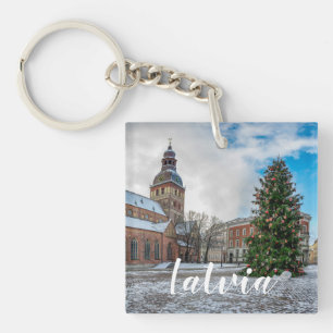 Porte-clés Dôme carré avec sapin de Noël à Riga