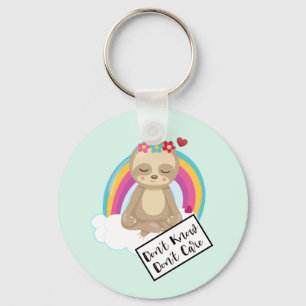 Porte-clés Don't Know Don't Care Text - Cute Meditating Sloth