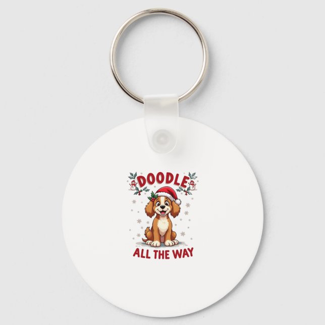 Porte-clés Doodle All The Way Funny Goldendoodle Santa Hat Ch (Recto)