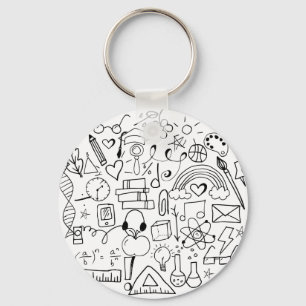 Porte-clés Doodle Art Black and White Backpack Charm