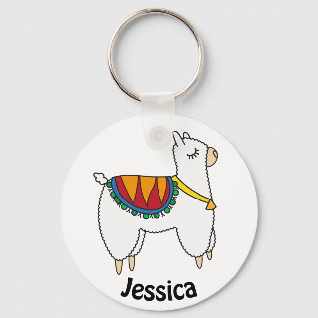 Porte-clés Doodle Cute Alpaca Personnalisé (Recto)