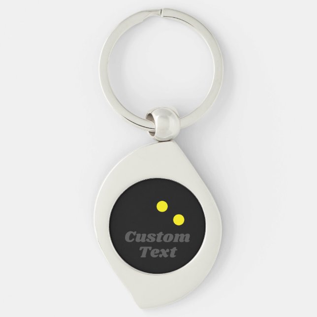 Porte-clés Double balle de squash jaune personnalisé premium (Devant)