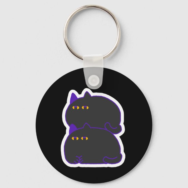 Porte-clés Double Chonky Black Cat Keychain (Recto)
