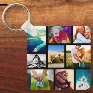 Porte-clés Double face 9 photo Collage Porte - clé en métal