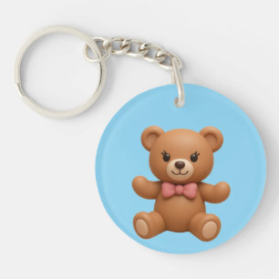 Porte-clés double face personnalisé Teddy et Couro
