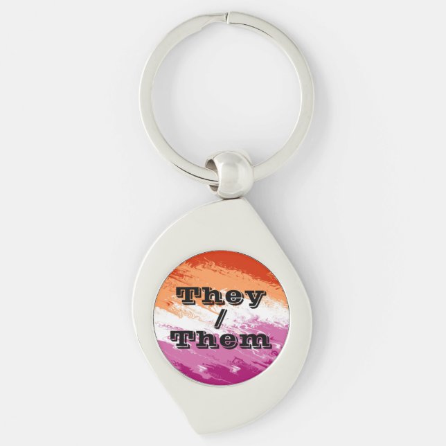 Porte-clés Doucement personnalisable Pronoun Drapeau de la fi (Devant)