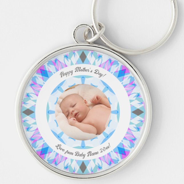 Porte-clés Doux Blue Pastels Personnalisé Fête des Mères Cade (Devant)