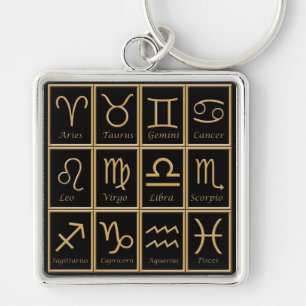 Porte-clés Douze Signes Zodiac Or Premium Porte - clé