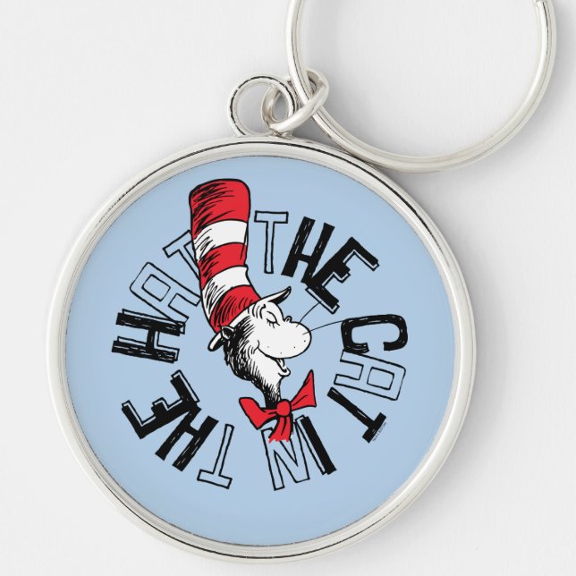 Porte-clés Dr Seuss | Chat dans l'art rond Casquette (Devant)