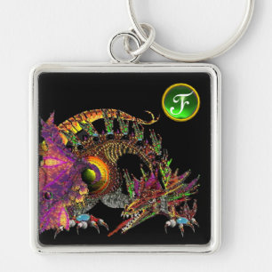 Porte-clés DRAGO, Monogramme vert émeraude