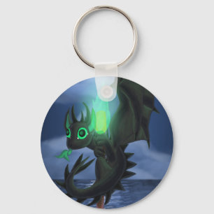 Porte-clés Dragon avec feu vert