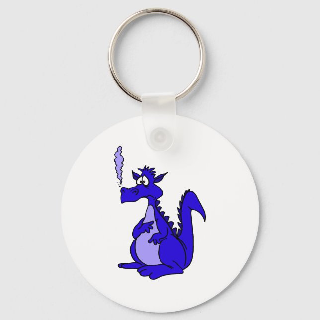 Porte-clés Dragon bleu avec fumée (Recto)
