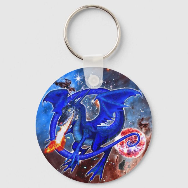 Porte-clés Dragon cosmique azurite  (Recto)