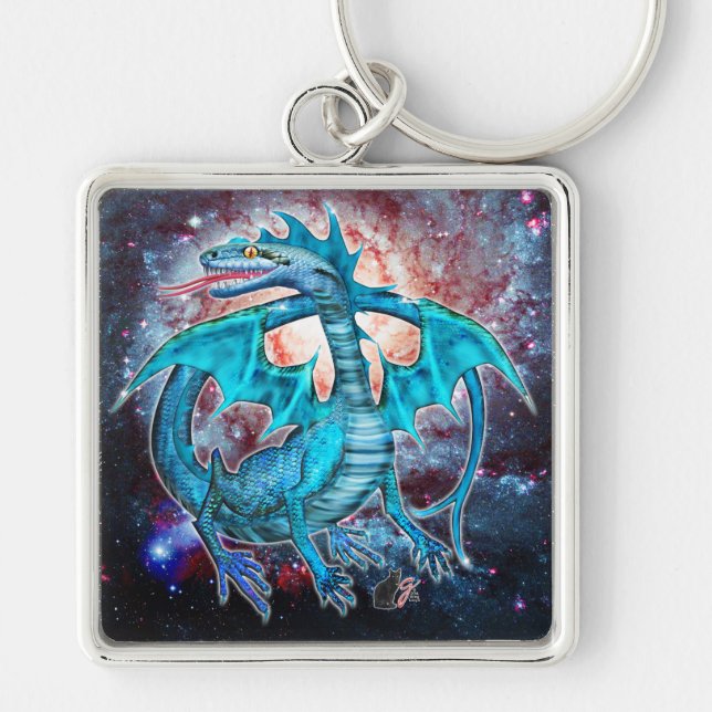 Porte-clés Dragon cosmique Turquoise (Devant)
