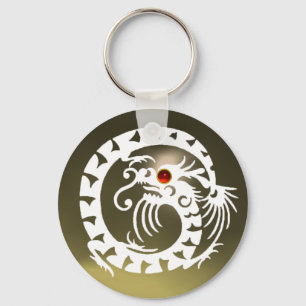 Porte-clés DRAGON DE NAGE, blanc, rubis rouge, agneau gris