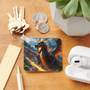 Porte-clés Dragon de respiration par le feu effrayant,
