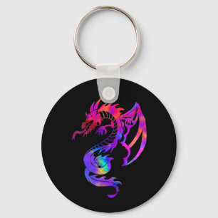 Porte-clés Dragon de tatouage tribal arc-en-ciel