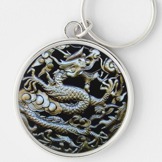 Porte-clés Dragon en bronze chinois (Devant)