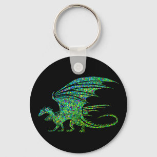 Porte-clés Dragon Extraordinaire en mosaïque verte